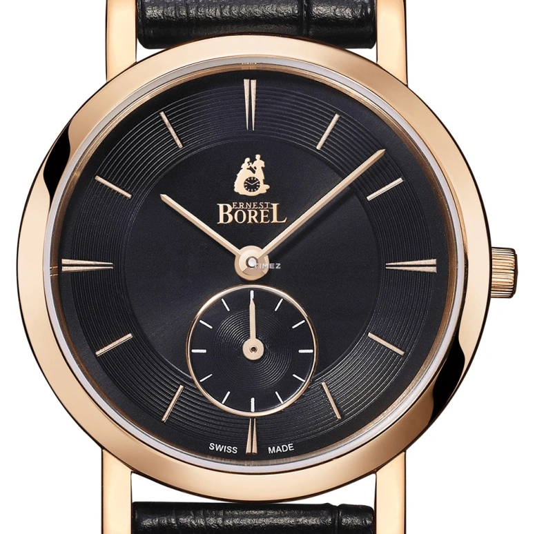 Ernest Borel,Danaus 27.50mm,27.50mm,Stainless Steel,Black,Quartz,Sapphire,Crystal Glass,Round,LGR850N,LGR850N-53591BK