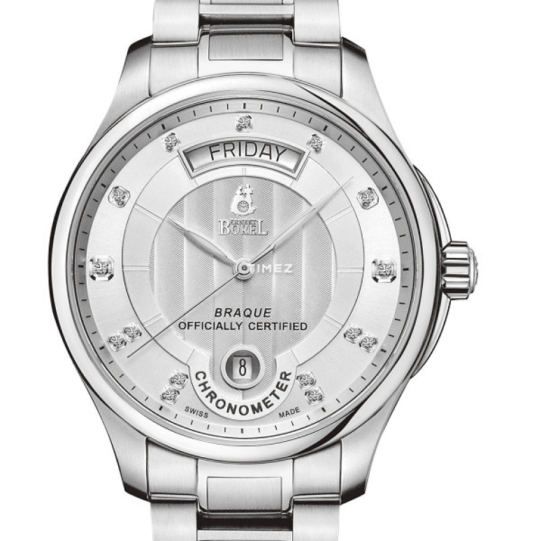 Ernest Borel,Braque 41mm,41mm,Stainless Steel,Silver,Automatic,Date,Day,GS7350WC3,GS7350WC3-2590