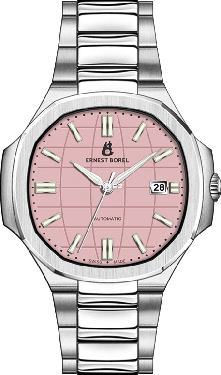 Ernest Borel,Retro 42mm,42mm,Stainless Steel,Pink,Automatic,Day,41hours,N0404G0W,N0404G0W-MS7S