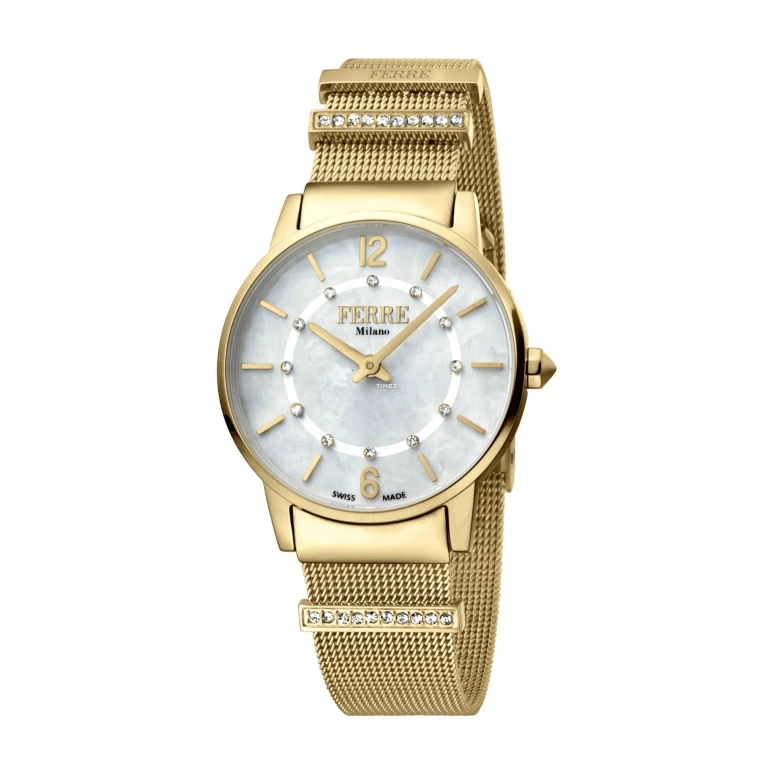 Ferre Milano,Womens 32mm,32mm,Stainless Steel,Silver White,White,Quartz,Hardlex,Round,FM1L102M0211