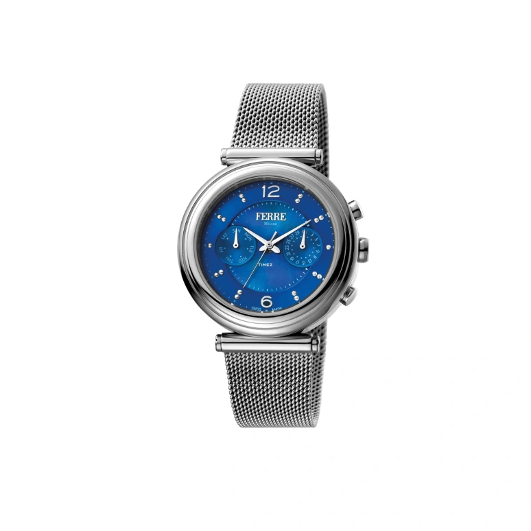 Ferre Milano,Womens 36mm,36mm,Stainless Steel,Blue,Quartz,Date,Day,FM1L081M0051