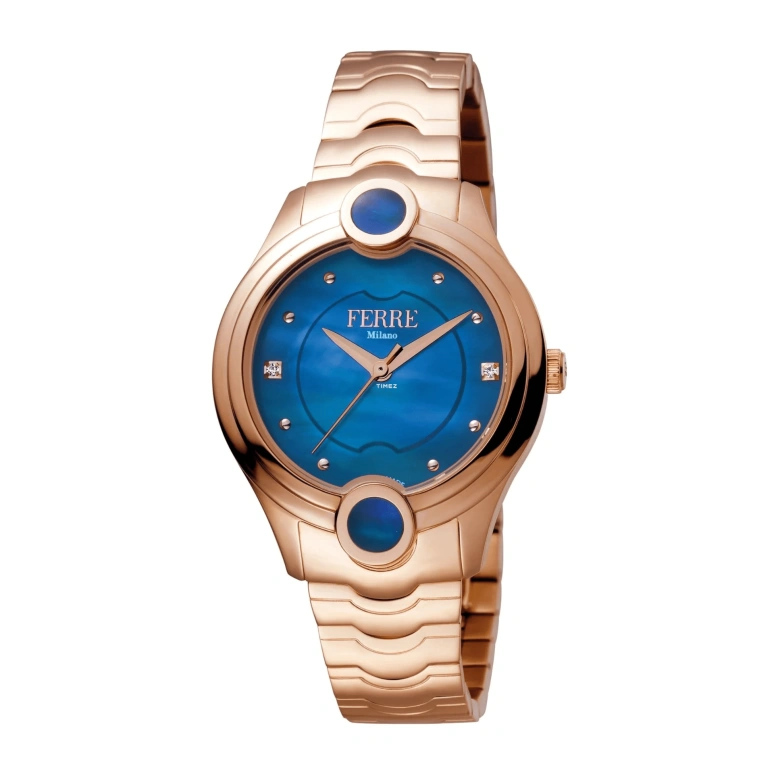 Ferre Milano,Womens 34mm,34mm,Stainless Steel,Blue,Quartz,Hardlex,Round,FM1L083M0061