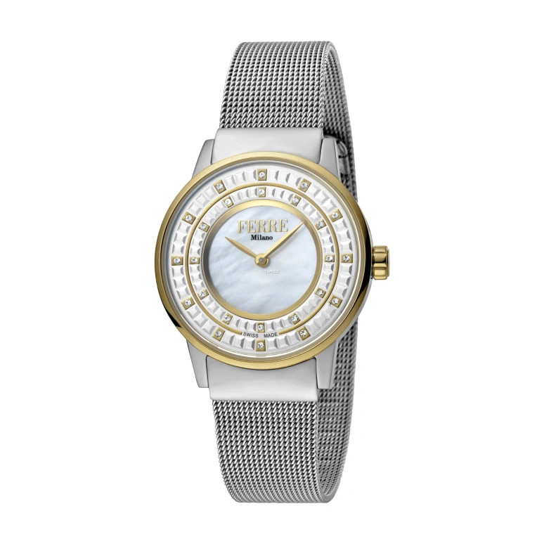 Ferre Milano,Womens 32mm,32mm,Stainless Steel,Silver,White,Quartz,Hardlex,Round,FM1L102M0091