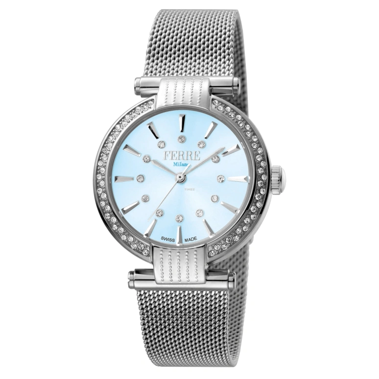 Ferre Milano,Womens 34mm,34mm,Stainless Steel,Blue,Quartz,Hardlex,Round,FM1L096M0051