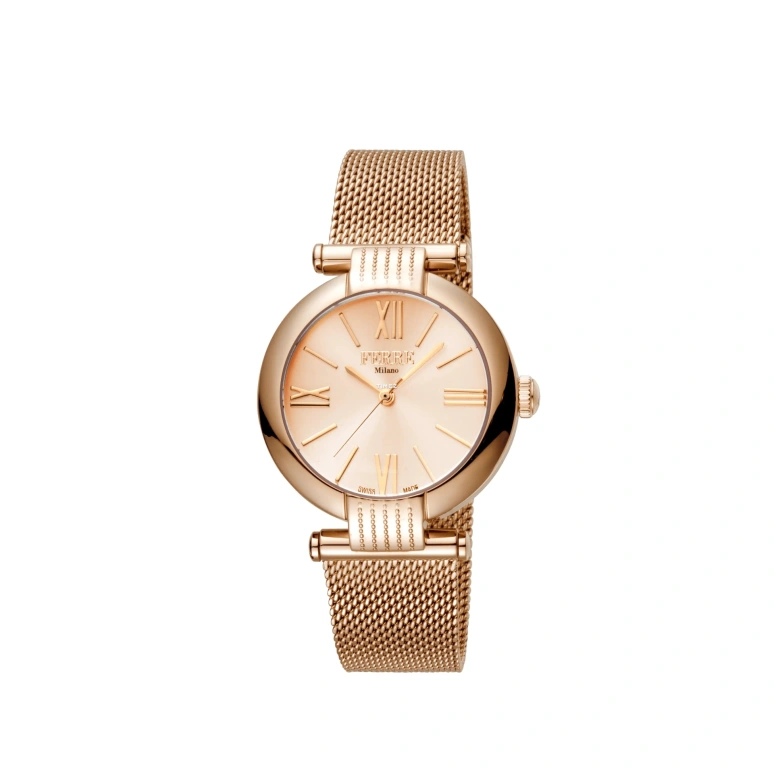 Ferre Milano,Womens 34mm,34mm,Stainless Steel,Rose Gold,Quartz,Hardlex,Round,FM1L101M0081