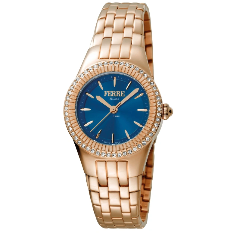Ferre Milano,Womens 30mm,30mm,Stainless Steel,Blue,Quartz,Hardlex,Round,FM1L089M0081