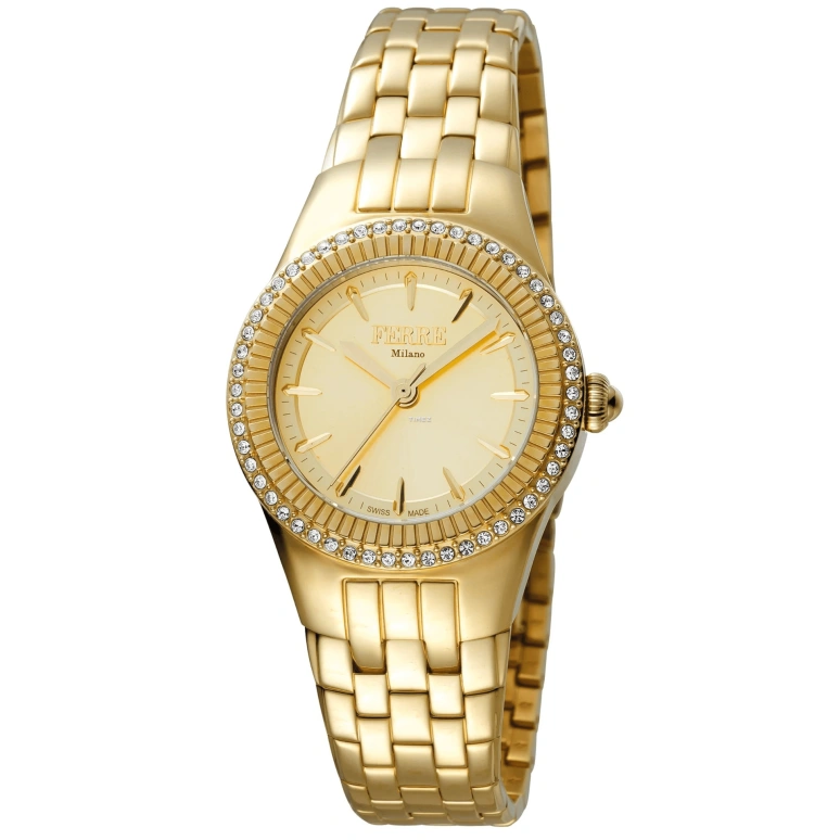Ferre Milano,Womens 30mm,30mm,Stainless Steel,Gold,Quartz,Hardlex,Round,FM1L089M0061