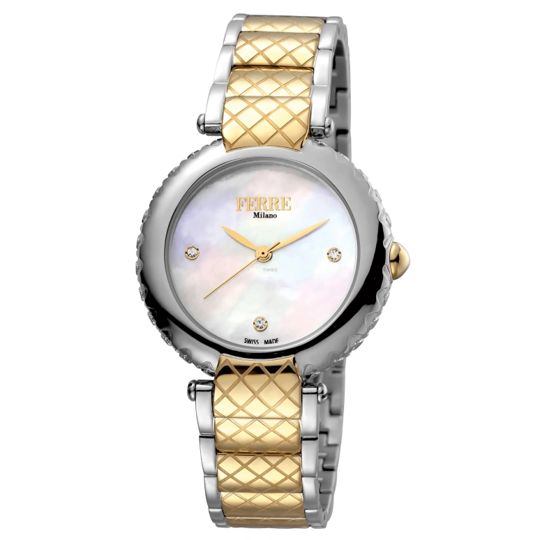 Ferre Milano,Womens 34mm,34mm,Stainless Steel,White,Quartz,Hardlex,Round,FM1L099M0081