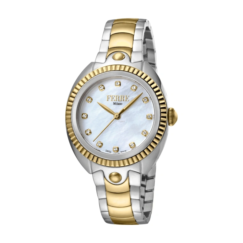 Ferre Milano,Womens 34mm,34mm,Stainless Steel,White,Quartz,Hardlex,Round,FM1L088M0091