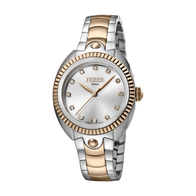Ferre Milano,Womens 34mm,34mm,Stainless Steel,Silver,Quartz,Hardlex,Round,FM1L088M0101