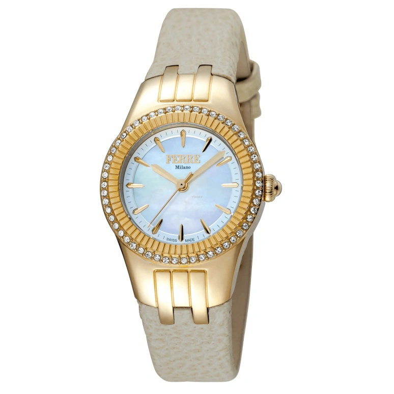 Ferre Milano,Womens 30mm,30mm,Stainless Steel,Ice Blue,Quartz,Hardlex,Round,FM1L089L0021