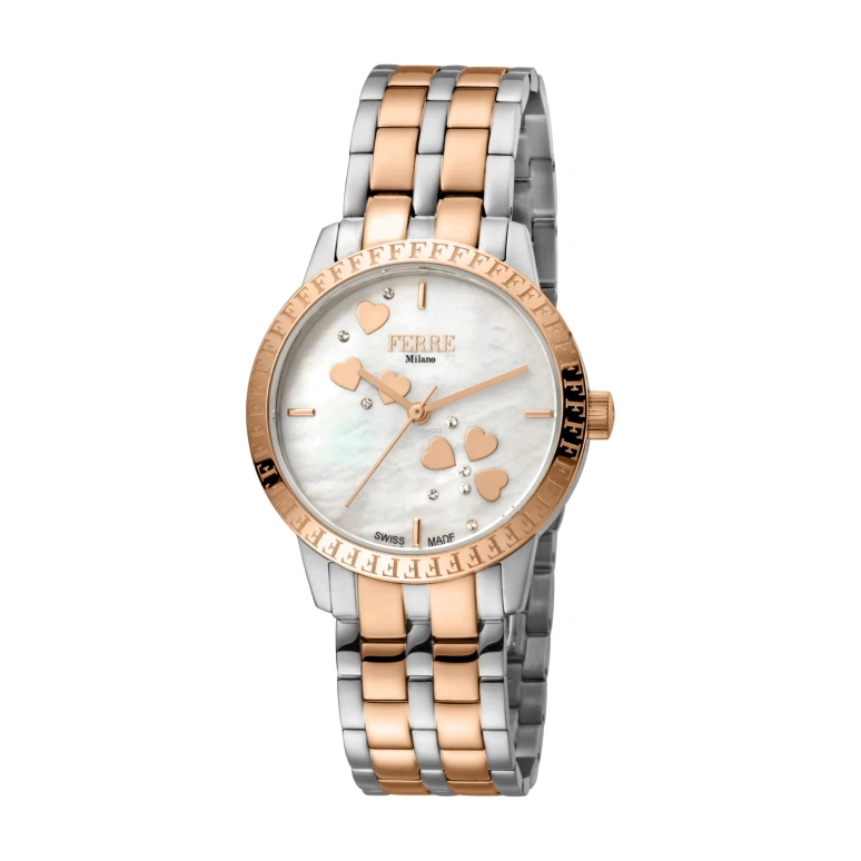 Ferre Milano,Womens 32mm,32mm,Stainless Steel,Silver White,White,Quartz,Sapphire,Round,FM1L128M0051