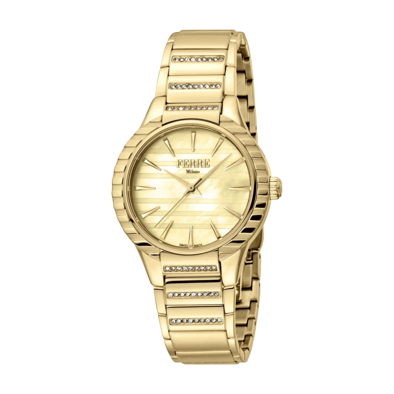 Ferre Milano,Womens 32mm,32mm,Stainless Steel,Champagne,Quartz,Hardlex,Round,FM1L114M0061