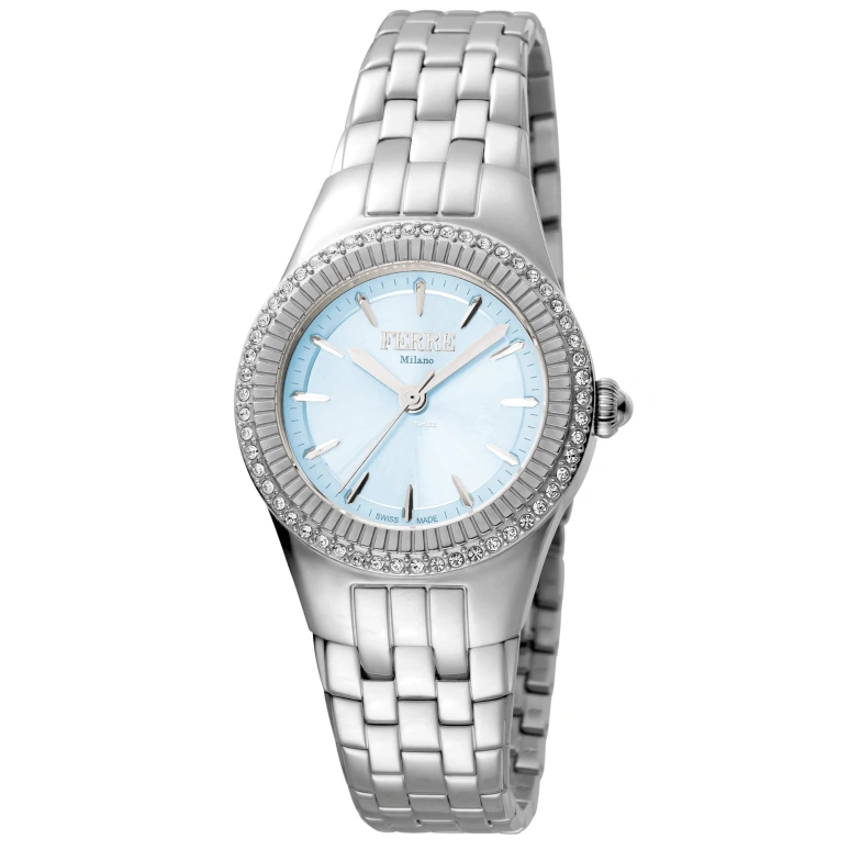 Ferre Milano,Womens 30mm,30mm,Stainless Steel,Blue,Quartz,Hardlex,Round,FM1L089M0051