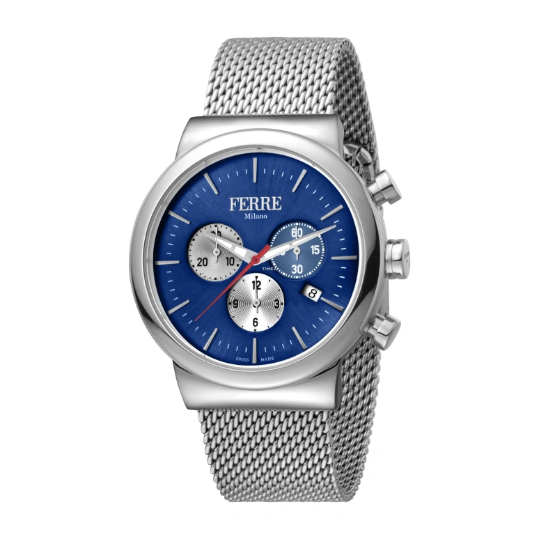 Ferre Milano,Mens 42mm,42mm,Stainless Steel,Blue,Quartz,Chronograph,Day,FM1G106M0051