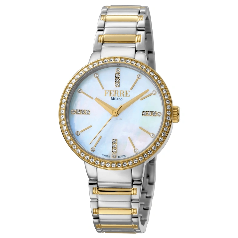 Ferre Milano,Womens 34mm,34mm,Stainless Steel,White,Quartz,Hardlex,Round,FM1L084M0101