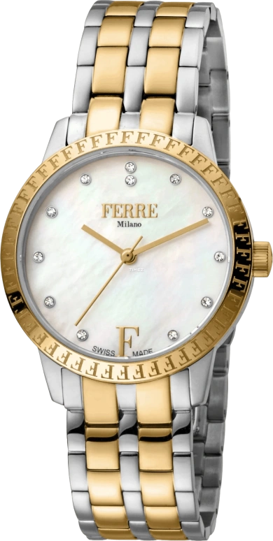 Ferre Milano,Womens 32mm,32mm,Stainless Steel,Silver White,White,Quartz,Sapphire,Round,FM1L128M0261
