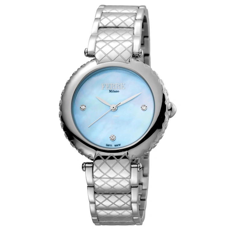 Ferre Milano,Womens 34mm,34mm,Stainless Steel,Blue,Quartz,Hardlex,Round,FM1L099M0051