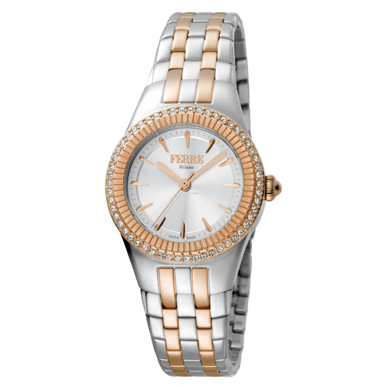 Ferre Milano,Womens 30mm,30mm,Stainless Steel,Silver,Quartz,Hardlex,Round,FM1L089M0101