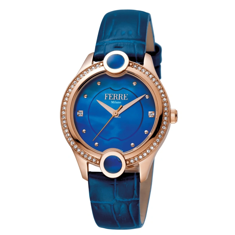 Ferre Milano,Womens 34mm,34mm,Stainless Steel,Blue,Quartz,Hardlex,Round,FM1L082L0011