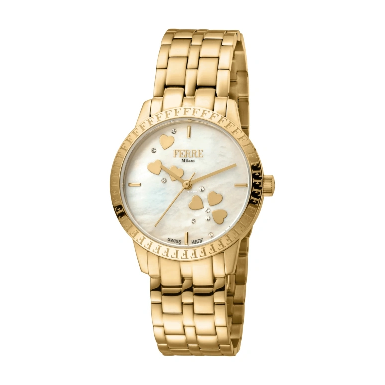 Ferre Milano,Womens 32mm,32mm,Stainless Steel,Champagne,White,Quartz,Sapphire,Round,FM1L128M0031