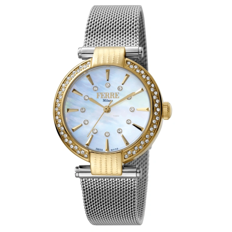 Ferre Milano,Womens 34mm,34mm,Stainless Steel,White,Quartz,Hardlex,Round,FM1L096M0101