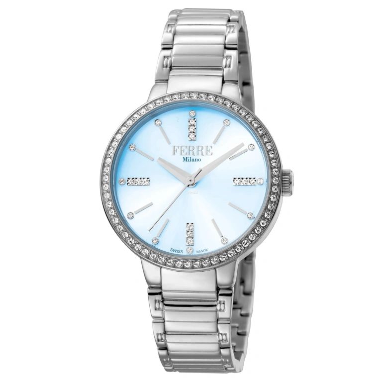 Ferre Milano,Womens 34mm,34mm,Stainless Steel,Blue,Quartz,Hardlex,Round,FM1L084M0051