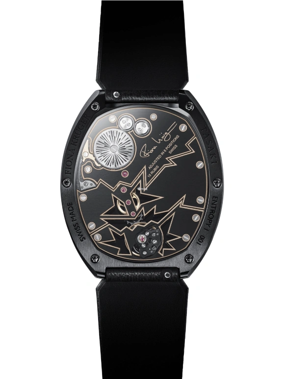 Fiona Krüger,Chaos 48x40mm,48x40mm,Titanium,Silver,Black,Handwound,Sapphire,Oval,TASAKI ENTROPY I MOP LINES