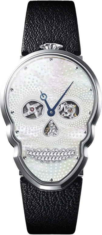 Fiona Krüger,Skull 48x34.50mm,48x34.50mm,Stainless Steel,White,Silver,Handwound,Sapphire,Other,TASAKI PETIT SKULL WHITE DOTS 1