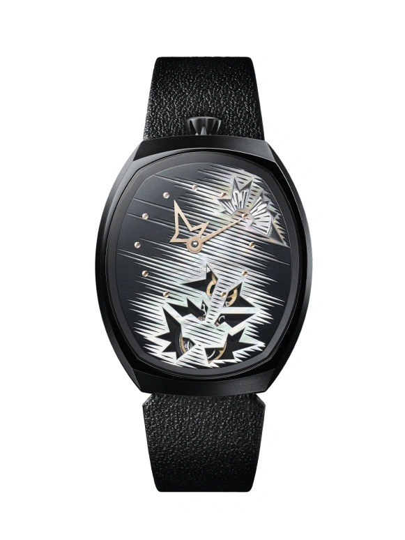 Fiona Krüger,Chaos 48x40mm,48x40mm,Titanium,Silver,Black,Handwound,Sapphire,Oval,TASAKI ENTROPY I MOP LINES