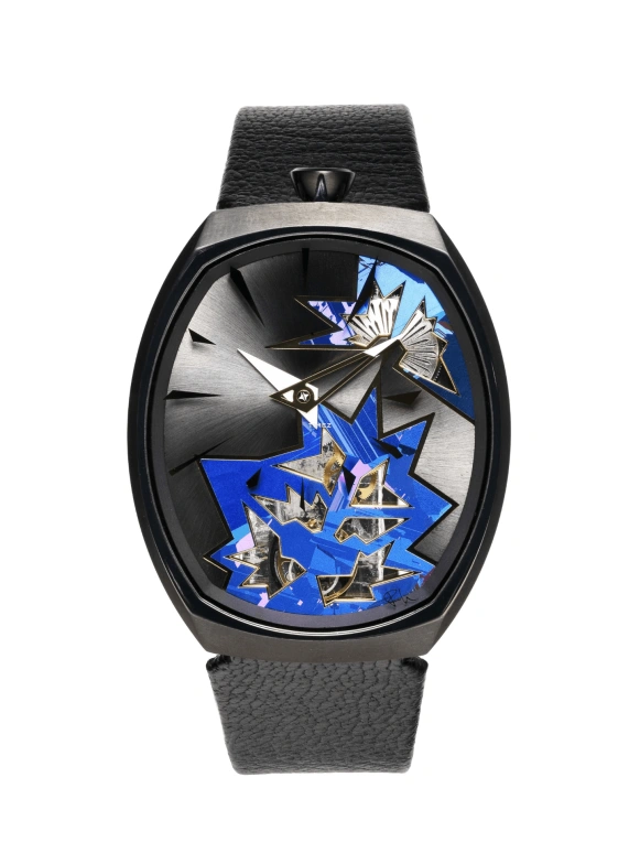 Fiona Krüger,Chaos 48x40mm,48x40mm,Titanium,Black,Blue,Handwound,Oval,Black,ENTROPY I PURPLE POW