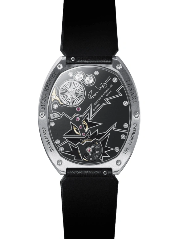 Fiona Krüger,Chaos 48x40mm,48x40mm,Titanium,Silver,White,Handwound,Sapphire,Oval,TASAKI ENTROPY I WHITE LINES