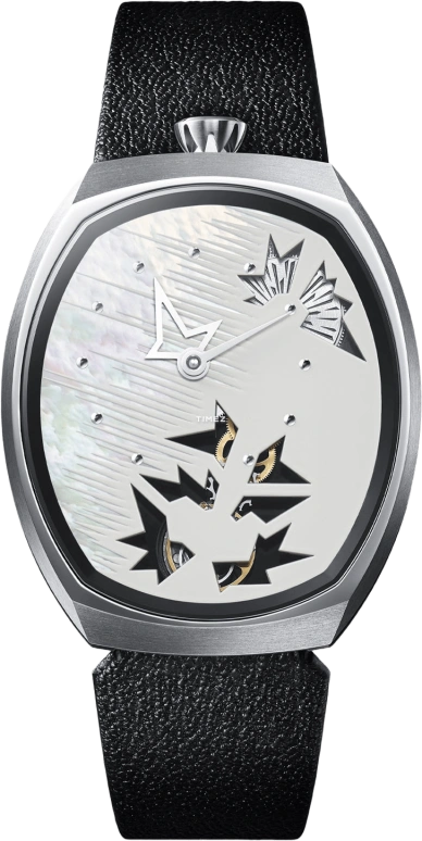 Fiona Krüger,Chaos 48x40mm,48x40mm,Titanium,Silver,White,Handwound,Sapphire,Oval,TASAKI ENTROPY I WHITE LINES