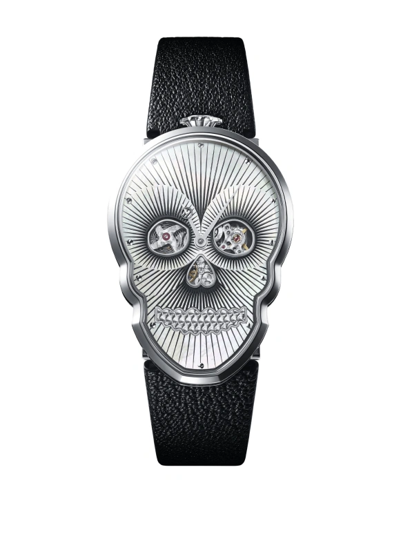 Fiona Krüger,Skull 48x34.50mm,48x34.50mm,Stainless Steel,Silver,Black,White,Handwound,Sapphire,Other,TASAKI PETIT SKULL BLACK LINES