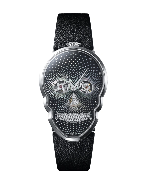 Fiona Krüger,Skull 48x34.50mm,48x34.50mm,Stainless Steel,Silver,Black,Handwound,Sapphire,Other,TASAKI PETIT SKULL MOP DOTS