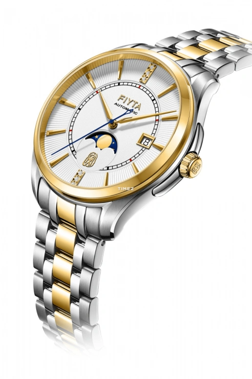 FIYTA,Pray 42mm,42mm,Stainless Steel,White,Automatic,Moonphase,Day,GA888002,GA888002.TWT