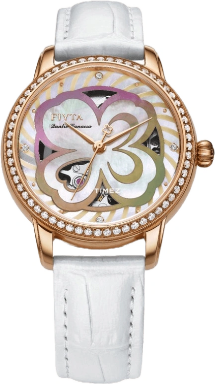 FIYTA,Clover 34.60mm,34.60mm,Stainless Steel,Rose Gold,White,Automatic,Sapphire,Round,LA862022,LA862022.PWWD