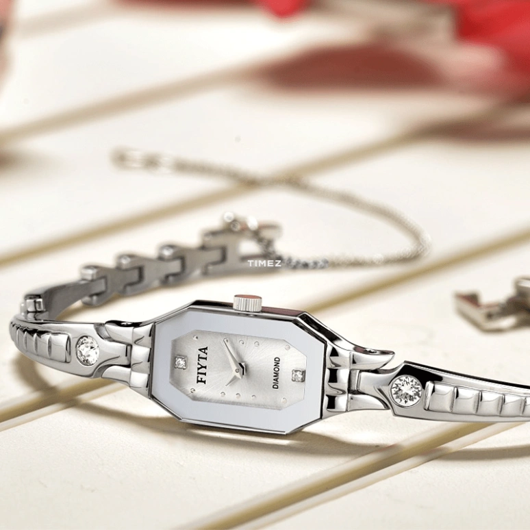 FIYTA,Exquisite 13mm,13mm,Stainless Steel,White,Quartz,Sapphire,Glass,Other,L1501,L1501.WWWD