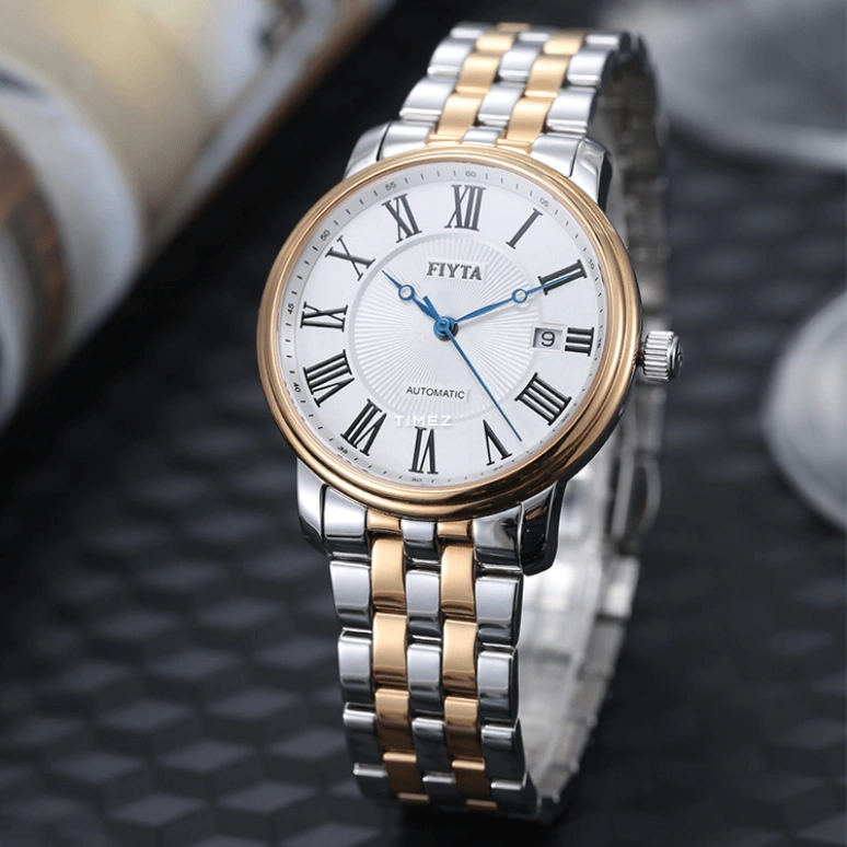 FIYTA,Classic 32mm,32mm,Stainless Steel,Rose Gold,White,Automatic,Day,Sapphire,LA8306,LA8306.MWM