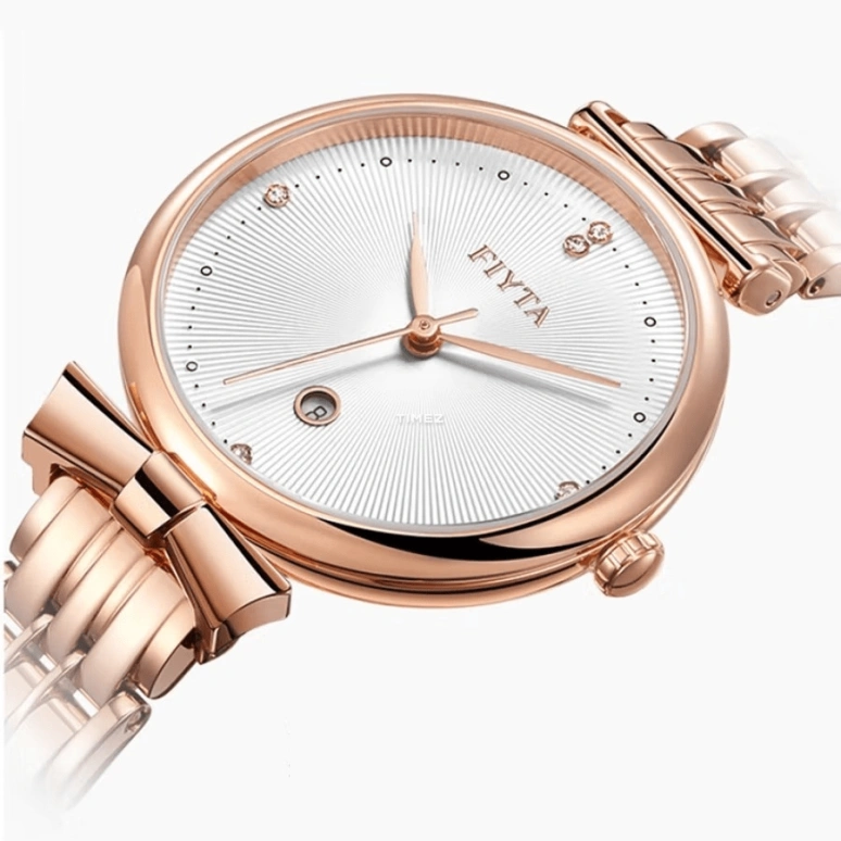 FIYTA,Young+ 32mm,32mm,Stainless Steel,Rose Gold,White,Quartz,Day,Sapphire,DL851002,DL851002.PWP