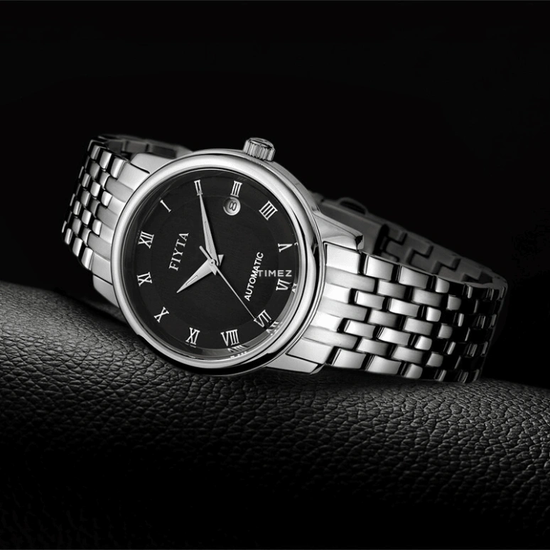 FIYTA,Classic 38.50mm,38.50mm,Stainless Steel,Black,Automatic,Day,Sapphire,Crystal Glass,TGA070,TGA070.WBW