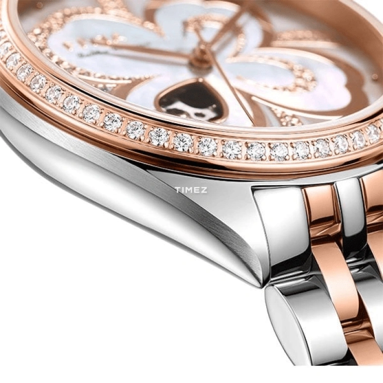 FIYTA,Clover 33mm,33mm,Stainless Steel,Rose Gold,Automatic,Sapphire,Crystal Glass,Oval,LA862029,LA862029.MWMD