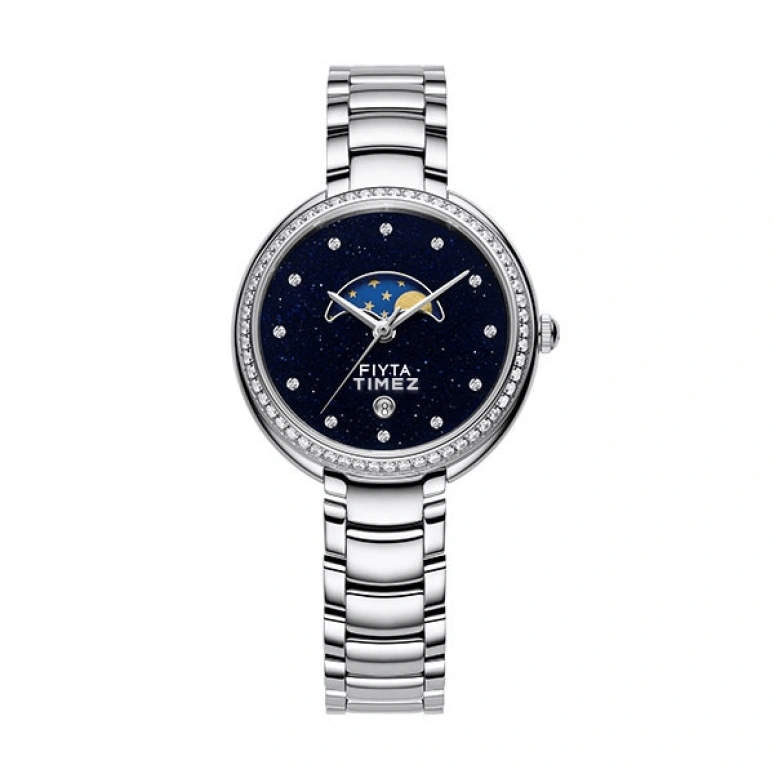 FIYTA,Allure 31mm,31mm,Stainless Steel,Black,Quartz,Moonphase,Day,L865003,L865003.WLWD