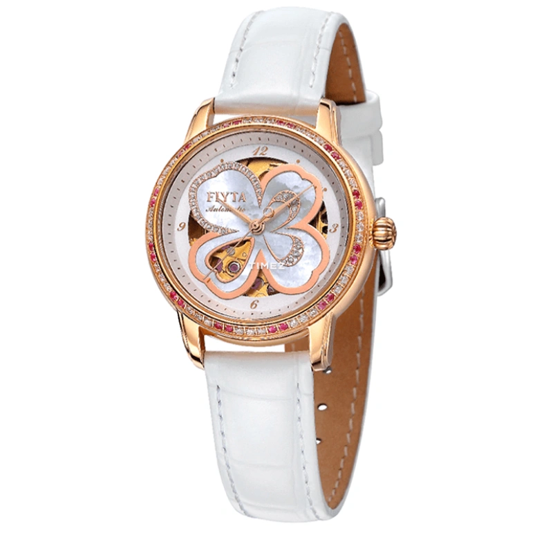 FIYTA,Clover 34.60mm,34.60mm,Stainless Steel,White,Automatic,Sapphire,Glass,Round,DLA8262,DLA8262.PWWS