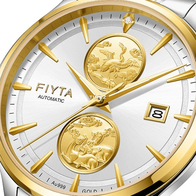 FIYTA,Tempting 40mm,40mm,Stainless Steel,Silver White,Automatic,Day,Sapphire,GA520009,GA520009.TWT