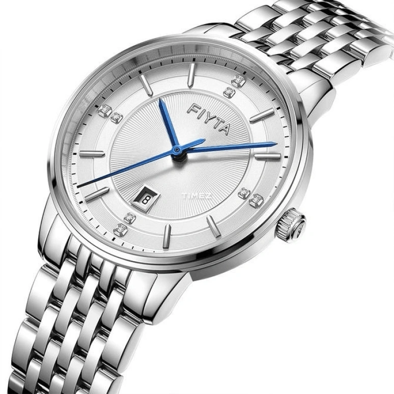 FIYTA,Joyart 41mm,41mm,Stainless Steel,Grey,Silver,Quartz,Day,Sapphire,Crystal Glass,G800020,G800020.WWW