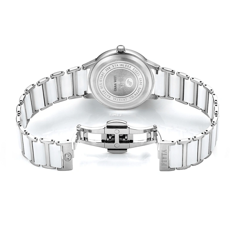 FIYTA,Allure 30mm,30mm,Stainless Steel,White,Quartz,Sapphire,Glass,Round,L598,L598.WWWD