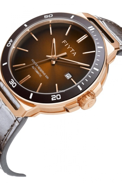 FIYTA,Yachtsman 43mm,43mm,Stainless Steel,Brown,Automatic,Day,Sapphire,GA852001,GA852001.PKK