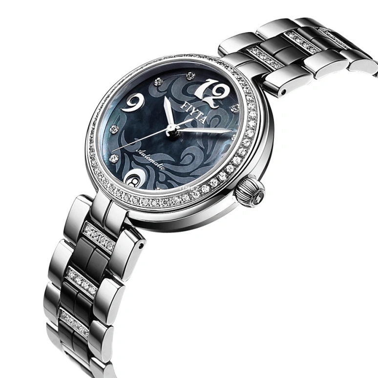 FIYTA,Heartouching 32mm,32mm,Stainless Steel,Black,Automatic,Day,Sapphire,A8628,A8628.WBCH