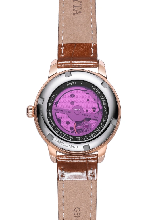 FIYTA,Clover 34.60mm,34.60mm,Stainless Steel,Rose Gold,White,Automatic,Sapphire,Round,LA8562,LA8562.PWRD